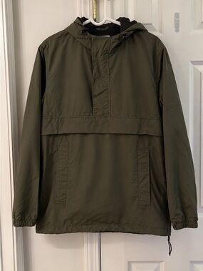 H&M L.O.G.G. Men’s Olive Green Hooded Anorak Pullover Jacket M